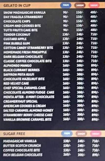 Creamery Hut menu 