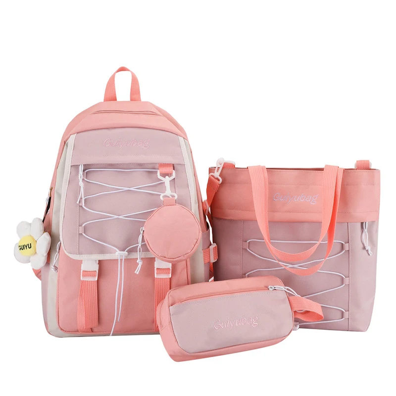 3-delige schooltas studenten rugzak set tas, lunchbox en etui Sterk en ruim voor boeken en schoolspullen