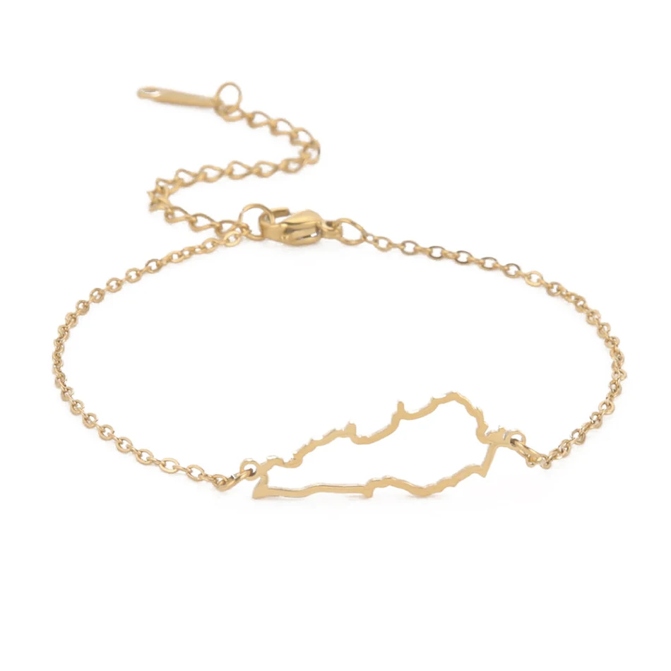 Pendentif Carte du Liban Creux Double Trou Femme Bracelet Acier Inoxydable 304 Bijou Élégant Cadeau