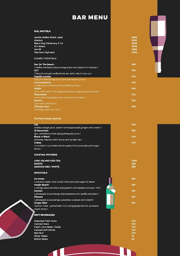 The Farm House Bar n Grill menu 