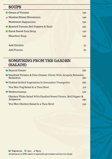 Beyond- Wine & Dine menu 