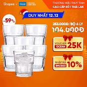 [Mã Bmlta50 Giảm Đến 50K] Bộ 6 Ly Thủy Tinh Centra Rock 300Ml