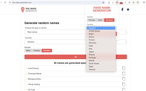 Fake name generator