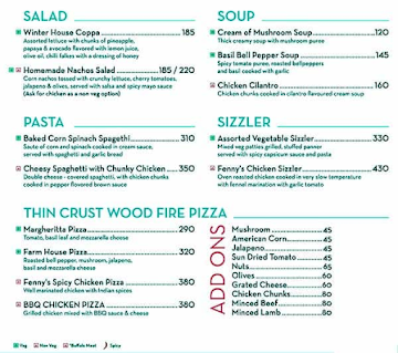 Fendys India menu 