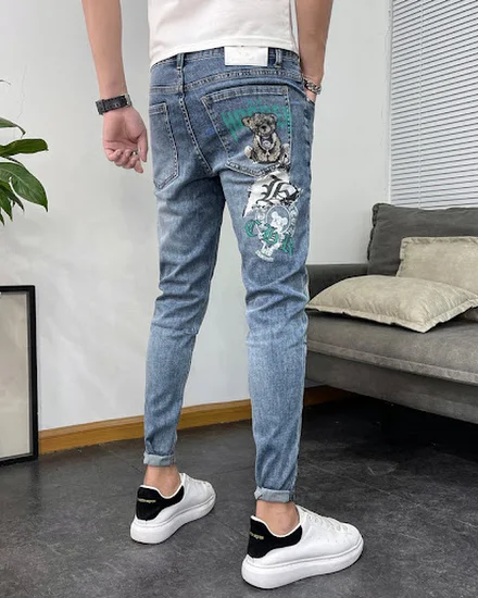 New Korean Summer Stylish Luxury Men's Classic Jeans with... - 2