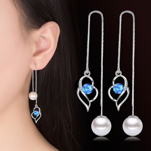 Title 5, Temperament Long Imitated Silver Heart-Shaped E...