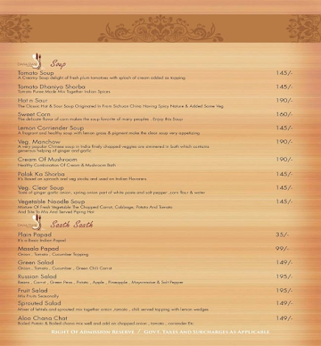 Elite Caterers menu 