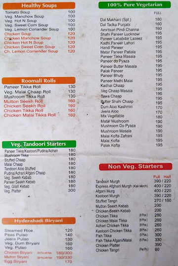 The Chawlas Tandoori Express menu 