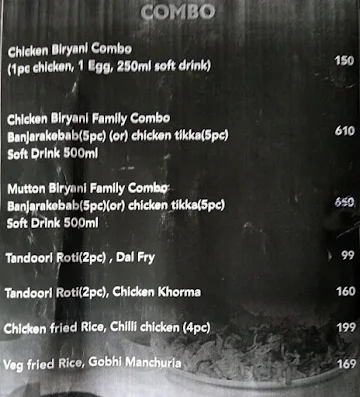 Hyderabad Cuisine menu 