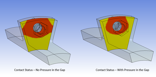 ANSYS | Изменение статуса контакта с учётом давления в зазоре