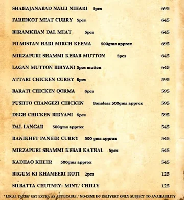 Village Degh menu 