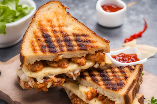 Grilled Pahadi Chicken Cheese Double Decker Sandwich