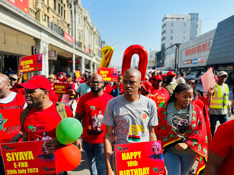 EFF supporters from eThekwini took to the streets of Durban on Wednesday ahead of the party's 10th birthday celebrations.