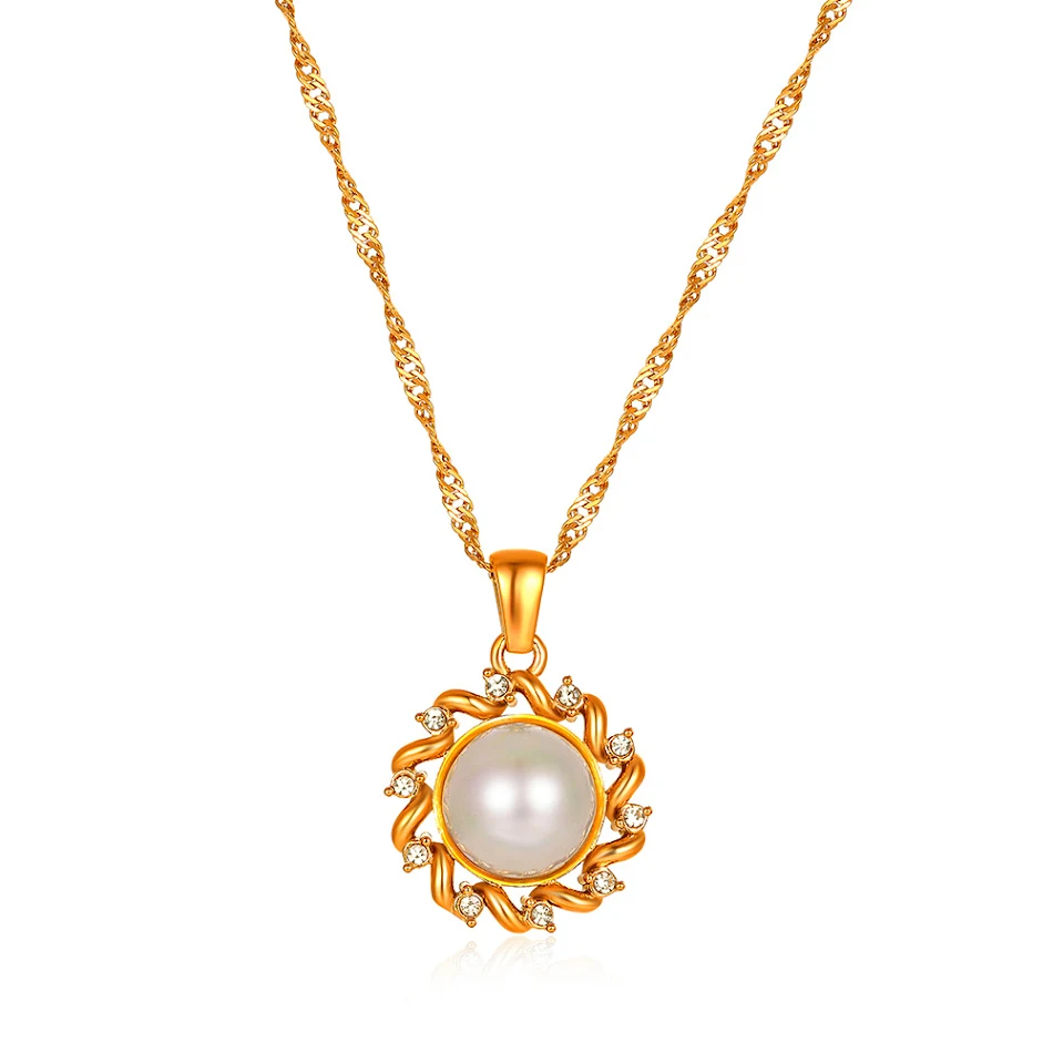 Zonne-hanger ketting voor truien, roestvrij staal 18k verguld, strass & parels, stijlvolle damesketting.