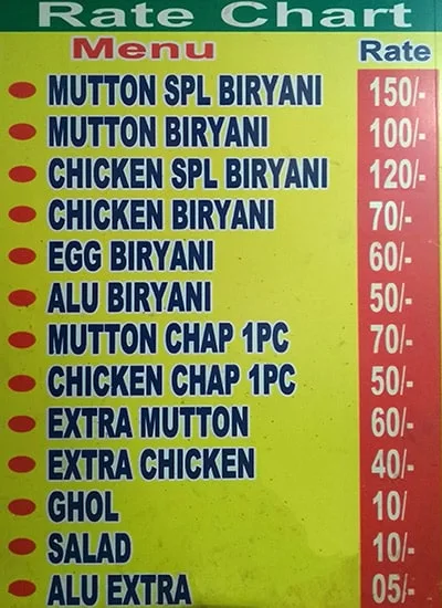 Sahi Royal Biryani House menu 