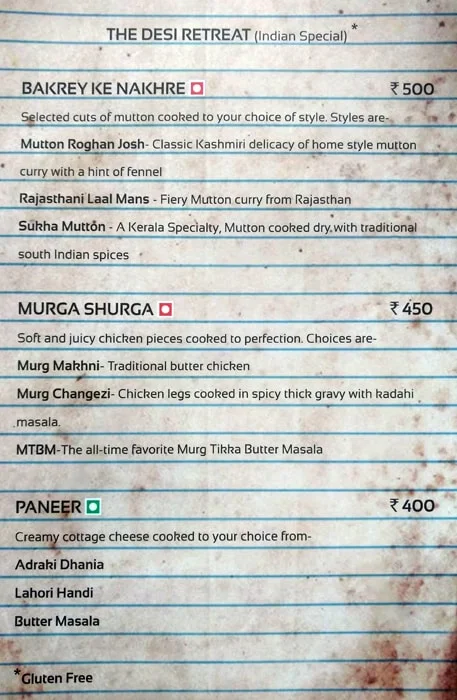 The Rich People menu 