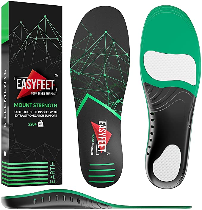 {New 2022} 220+ lbs Plantar Fasciitis Strong Arch Support Insoles Inserts Men Women - Flat Feet - Orthotic Insoles High Arch for Arch Pain - Work Boot Shoe Insole - Heavy Duty Support Pain Relief