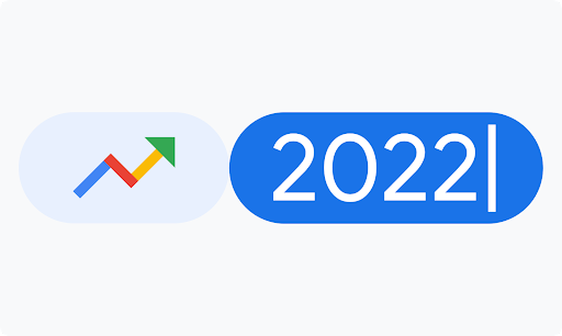 Logo Google Trends à côté d'une barre de recherche contenant "2022" suivi d'un curseur