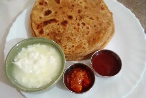 Aloo Paratha ( 2- Peaces ) + Curd With Sos And Acchar