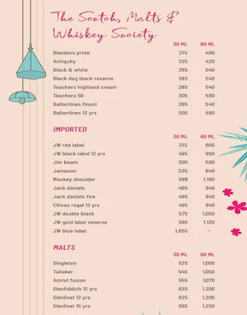 The Terrace - A Maiden Affair menu 