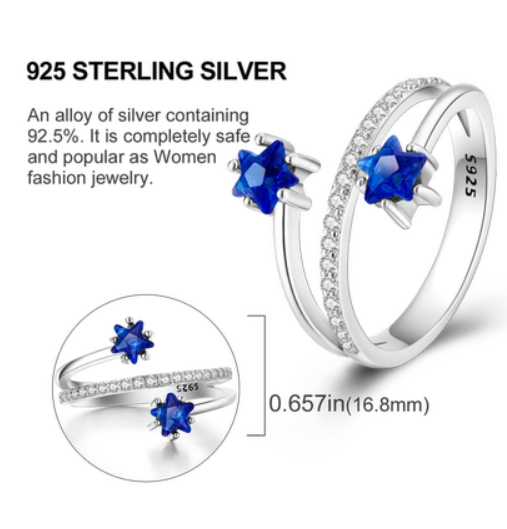 Bague en argent sterling 925 avec zircon bleu, un bijou élégant et intemporel pour sublimer votre style au quotidien.