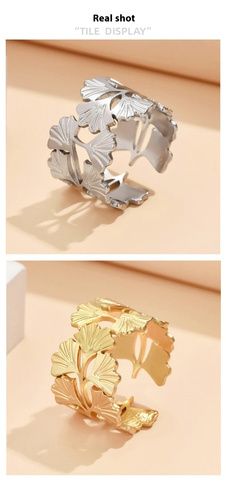 Title 5, Bague femme en acier inoxydable, ouverte, avec ...