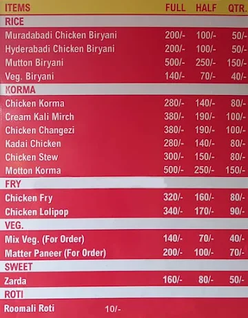 Hydrabadi & Muradabadi Shahi Chicken Biryani menu 