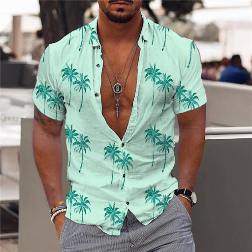 Title 3, Summer Beach Shirt Hawaiian Style Print for rel...