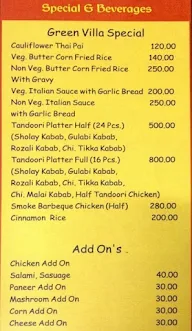 Green Villa Restaurant menu 5