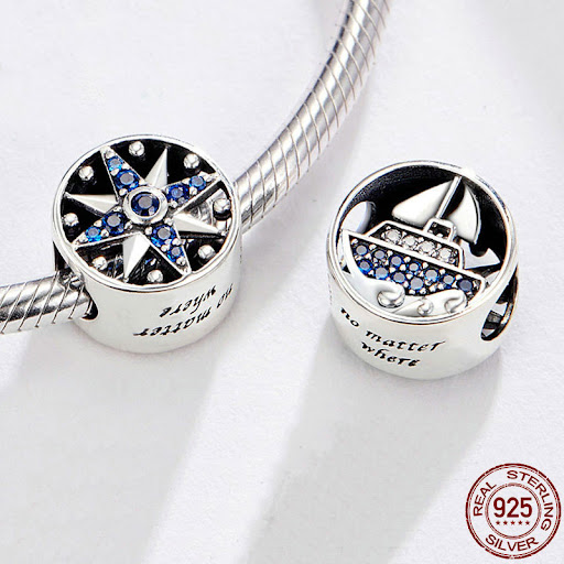 Title 1, Sailing Journey in Blue with Zircon Openwork Charm