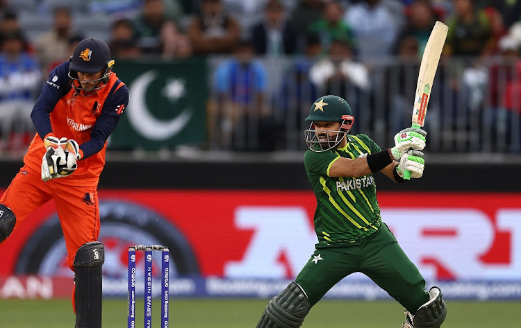 Mohammad Rizwan of Pakistan bats during the ICC T20 World Cup match against Netherlands at Perth Stadium on October 30 2022.