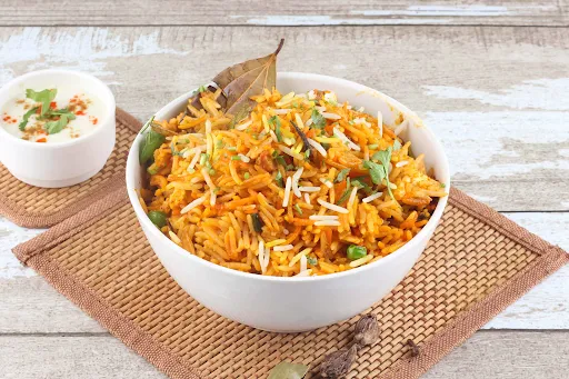 Veggie Loaded Zafrani Biryani With Raita