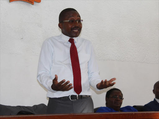 Murang'a Governor Mwangi wa Iria addresses retired and unemployed nurses during the launch of the Community Nursing services programme, January 10, 2018. /Alice Waithera