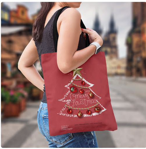 Title 1, Red Background Christmas Pine Tree Zipper Cloth...