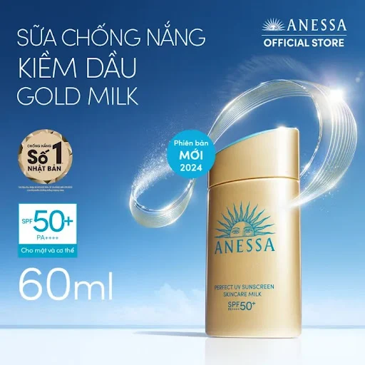 [Phiên bản mới 2024] Sữa Chống Nắng Anessa Dưỡng Da Kiềm Dầu Bảo Vệ Hoàn Hảo SPF 50+ Pa++++ 60ml