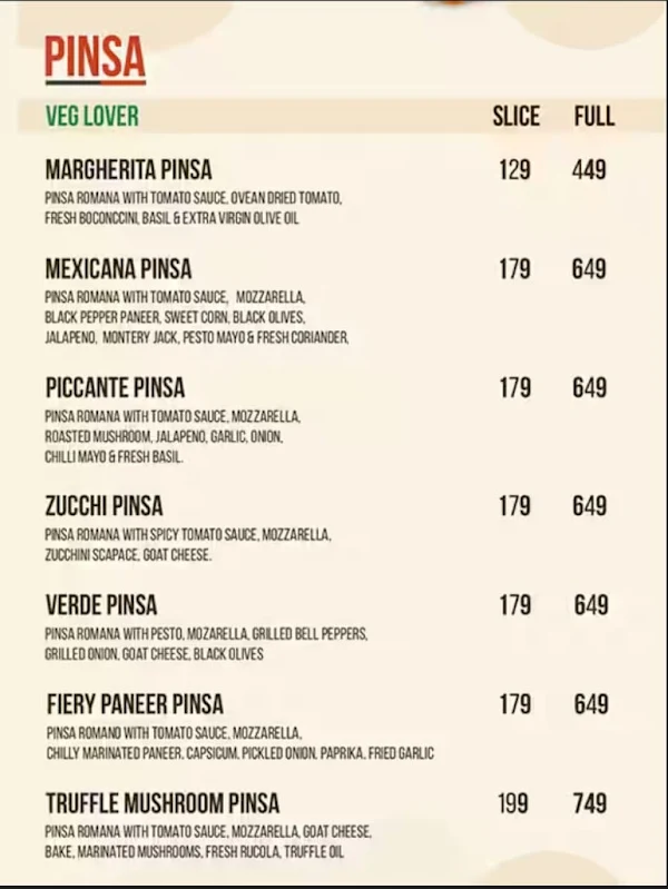 Piazza by Little Italy menu 