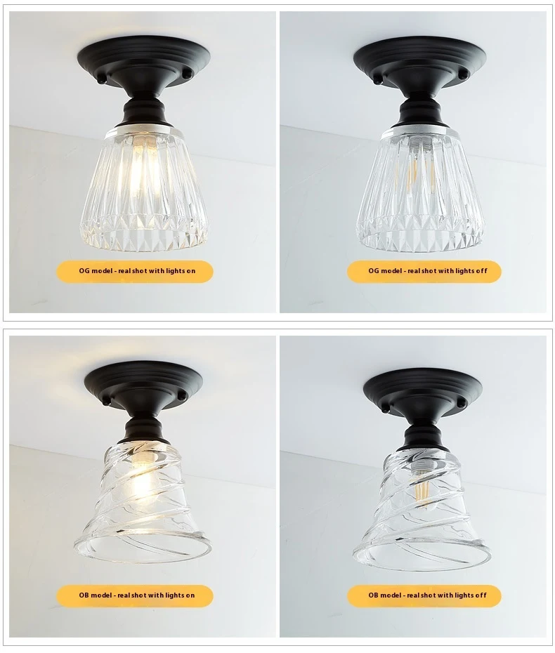 Title 2, American Retro Single-Head Glass Cover Lamp Enh...