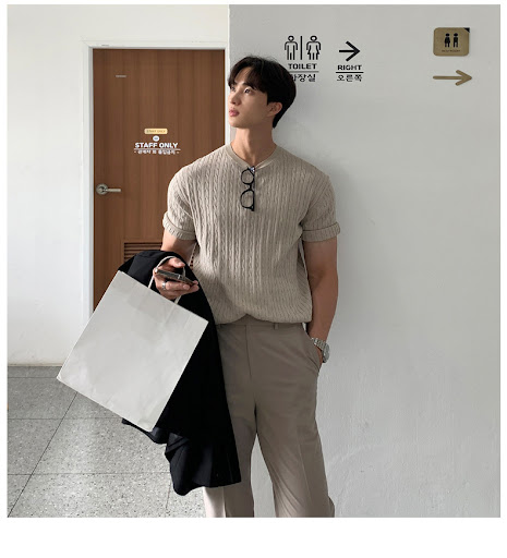 Title 10, Mens Casual Pure Color All-matching Knitted T-...