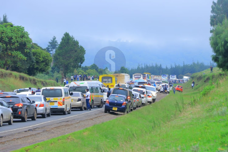 Huge traffic Snarp along Nairobi Nakuru road on April 28, 2024