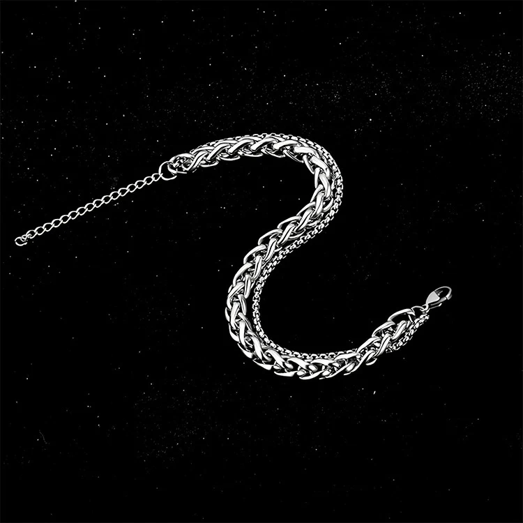Pulseira de quilha de aço inoxidável de camada dupla para homens