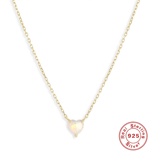 Title 3, S925 Sterling Silver Simple Heart-shaped Diamon...