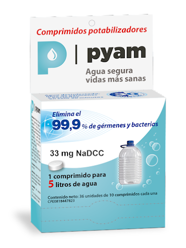 Pastillas Potabilizadoras De Agua Pyam 5 Litros 50 Unidades