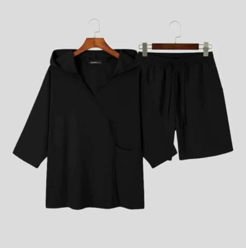 Ensemble de Loisirs avec Top à Manches Trois Quarts et Short Élastique, Tenue Décontractée et Confortable pour Toutes Occasions.