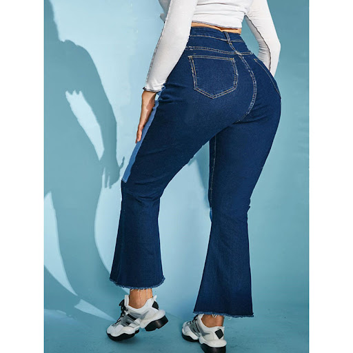 Title 6, Womens Patchwork Denim Flared Pants offer a st...