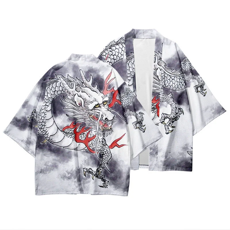 Creative National Tide Dragon Element Shirt Three-quarter Sleeves Kimono