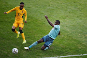 Khama Billiat of Kaizer Chiefs and Ntsikelelo Nyauza of Orlando Pirates during the Carling Black Label Cup at Orlando Stadium on August 1 2021.