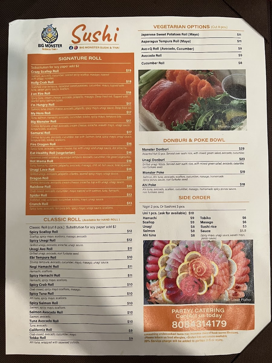 Sushi Menu