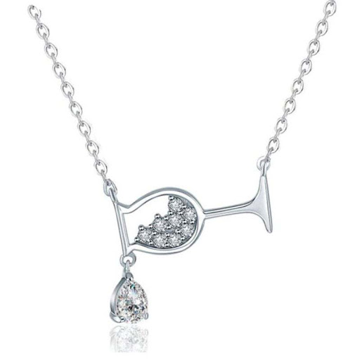 Title 1, Zircon Drop Wine Glass Necklace
