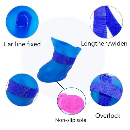 4Pcs Pet WaterProof Rainshoe Anti-slip Rubber Boot For Small Medium Large Dogs Cats Outdoor Shoe Dog Ankle Boots Pet Acc
