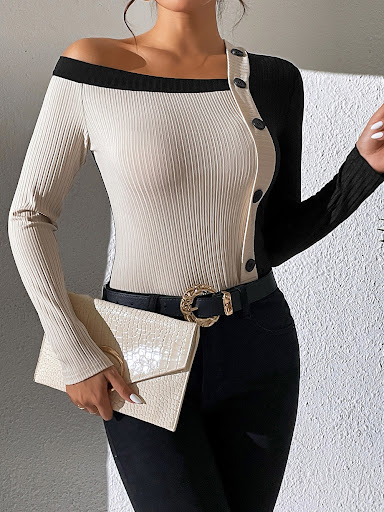 Title 5, Womens Sexy Long Sleeve Off-shoulder Knitted T...